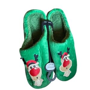 Princess Accessories Green Reindeer Christmas Plush Slippers Size 40-41